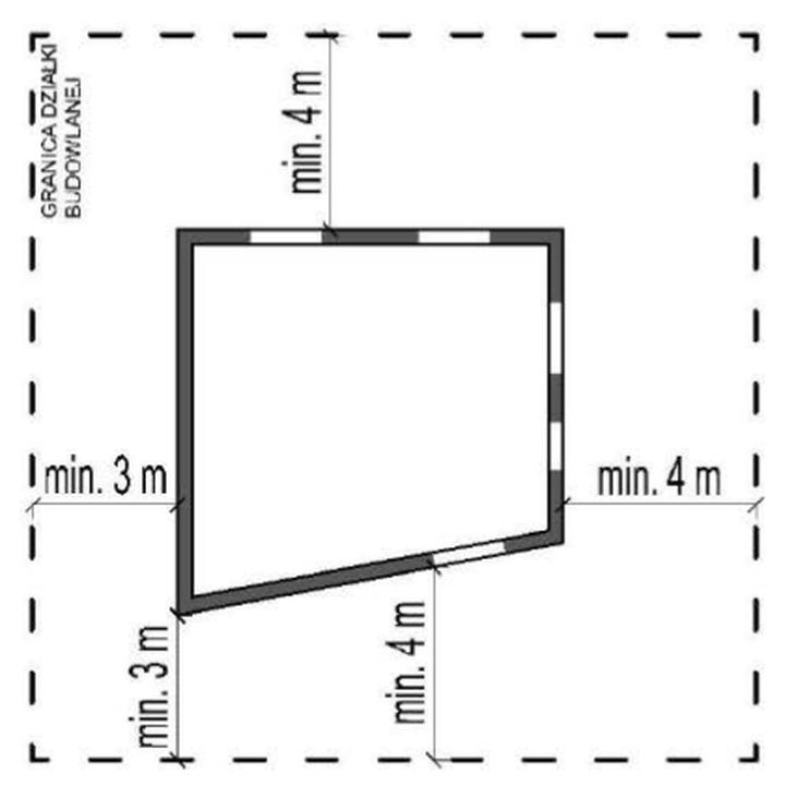 Odległość budynku od granicy działki
